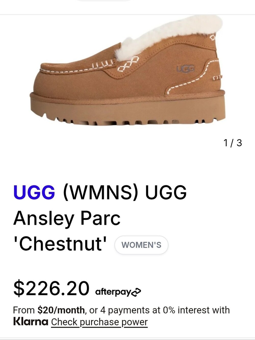 UGG Chestnut Slip-On Shearling Moccasin